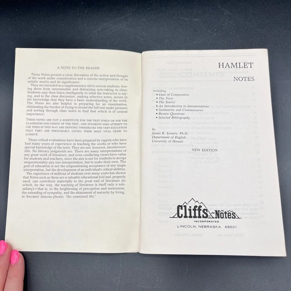Cliffs Notes Shakespeare Hamlet Study Guide New Edition 1971 Paperback Highlight